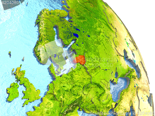 Image of Lithuania on Earth in red