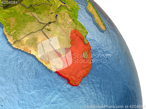 Image of South Africa on Earth in red