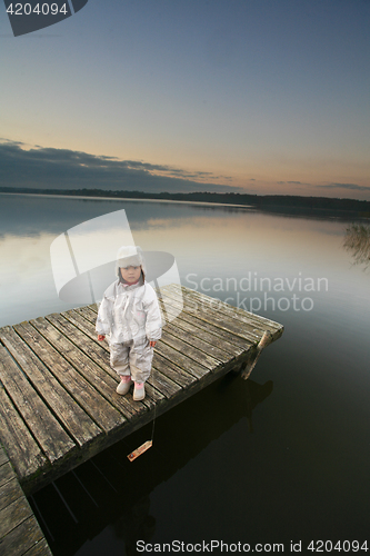 Image of View on a beautiful  lake in scandinavia in denmark 