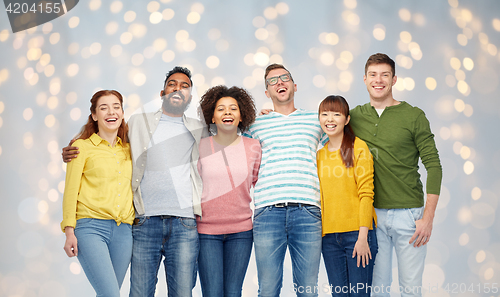 Image of international group of happy smiling people