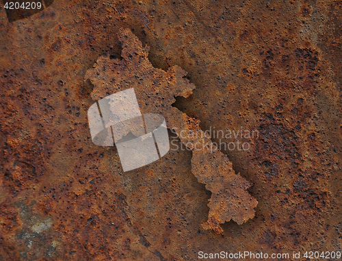 Image of Map of Laos on rusty metal