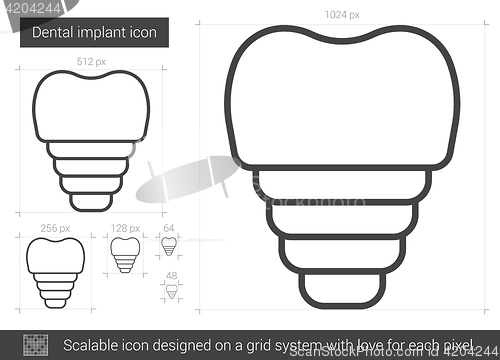 Image of Dental implant line icon.