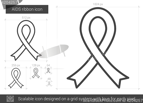 Image of AIDS ribbon line icon.