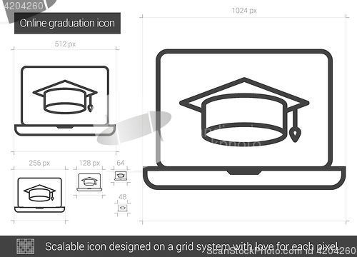 Image of Online graduation line icon.