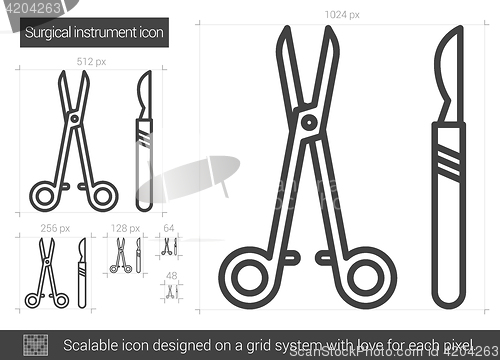 Image of Surgical instruments line icon.