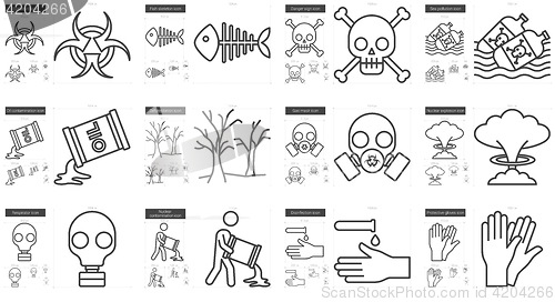 Image of Ecology biohazard line icon set.