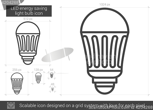 Image of LED energy saving light bulb line icon.