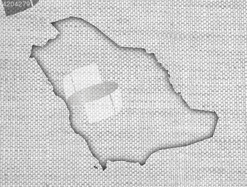 Image of Map of Saudi Arabia on old linen