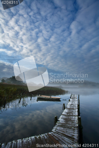 Image of View on a beautiful  lake in scandinavia in denmark 