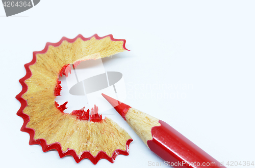 Image of Sharpened pencil and wood shavings