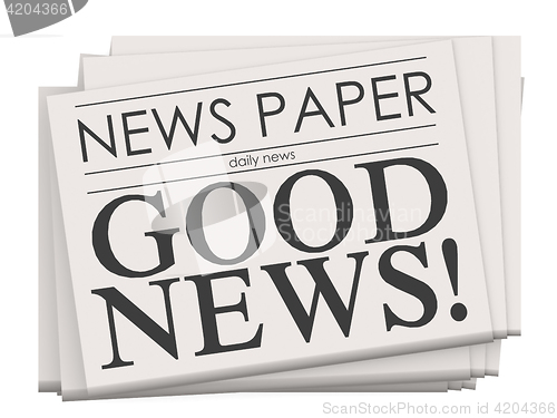 Image of Good news on newspaper isolated