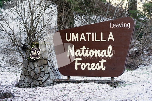 Image of Umatilla National Forest Entrance Sign Oregon Wilderness