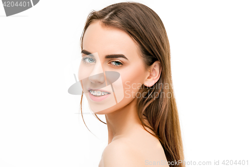 Image of Beautiful young woman with teeth braces