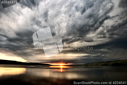 Image of Storm Clouds Lake Sunset