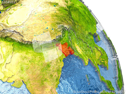 Image of Bangladesh on Earth in red