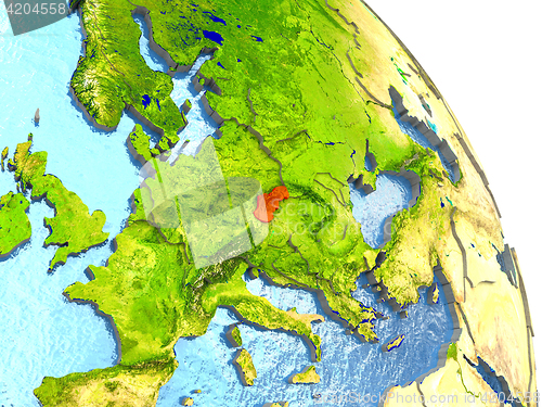 Image of Slovakia on Earth in red