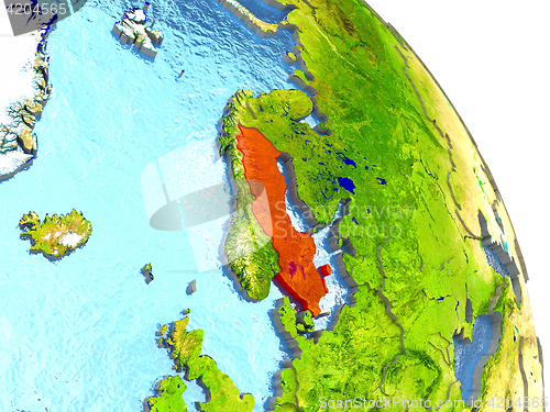 Image of Sweden on Earth in red