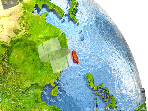 Image of Taiwan on Earth in red