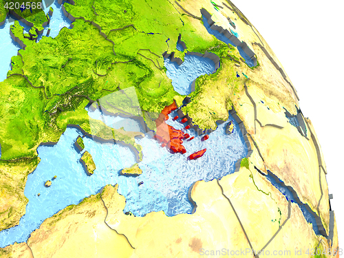 Image of Greece on Earth in red