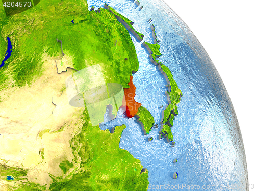 Image of North Korea on Earth in red