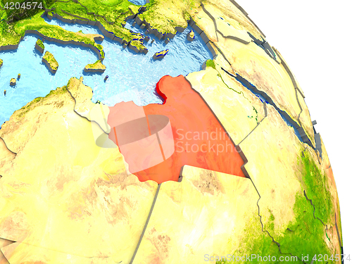 Image of Libya on Earth in red