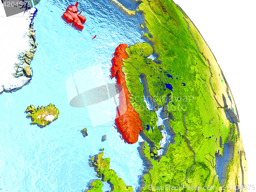 Image of Norway on Earth in red