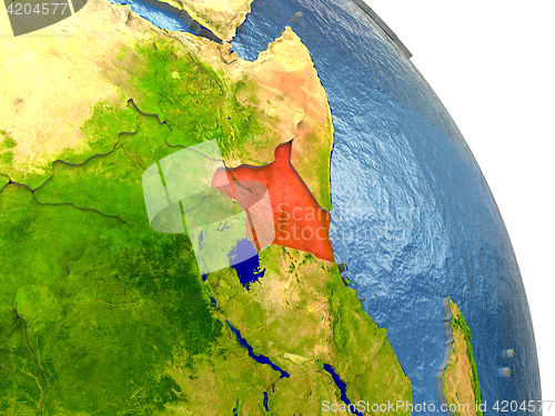 Image of Kenya on Earth in red