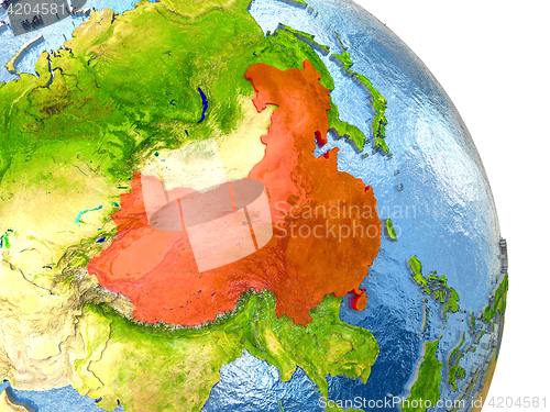 Image of China on Earth in red