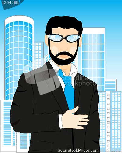 Image of Man on background of the city