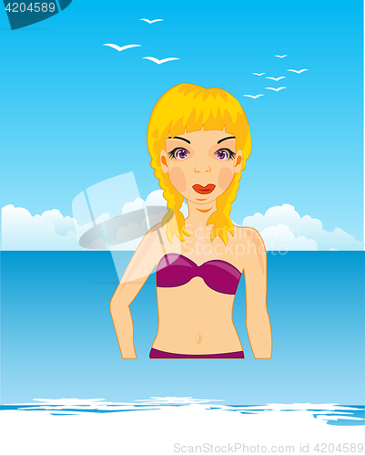 Image of Making look younger girl on sea