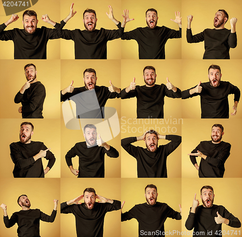 Image of Set of young man\'s portraits with different emotions