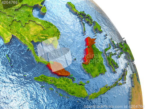 Image of Malaysia on Earth in red