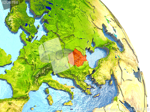 Image of Romania on Earth in red