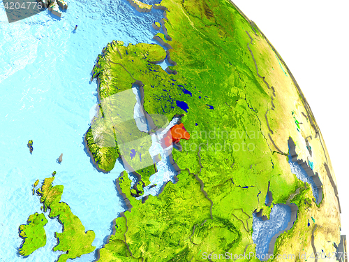 Image of Estonia on Earth in red