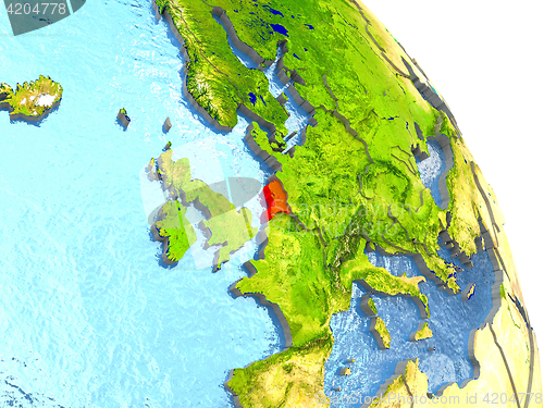 Image of Netherlands on Earth in red