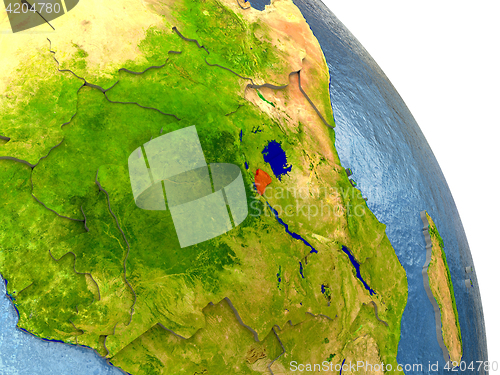 Image of Rwanda on Earth in red