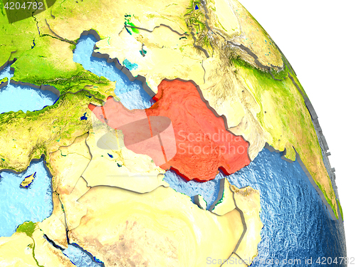 Image of Iran on Earth in red