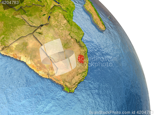 Image of Lesotho on Earth in red