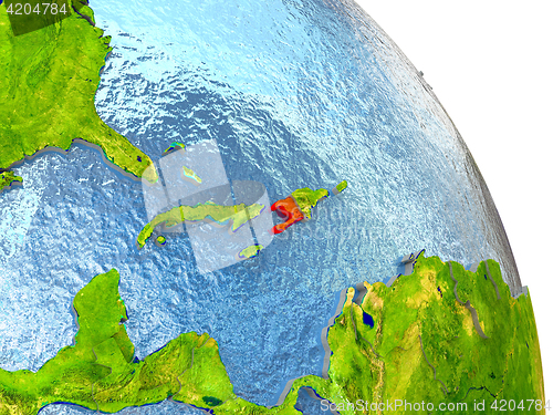 Image of Haiti on Earth in red