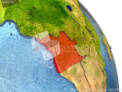 Image of Angola on Earth in red