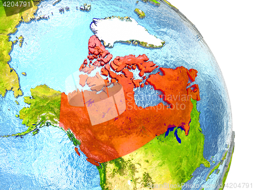 Image of Canada on Earth in red