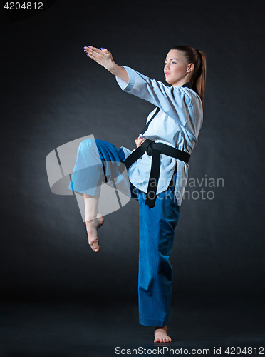 Image of The karate girl with black belt