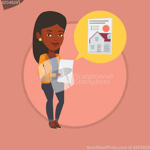 Image of Woman looking for house vector illustration.