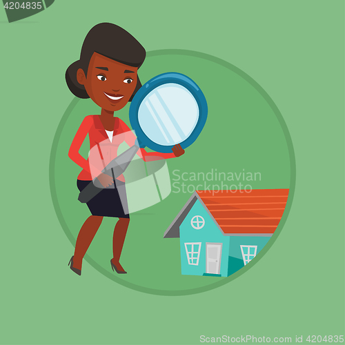 Image of Woman looking for house vector illustration.