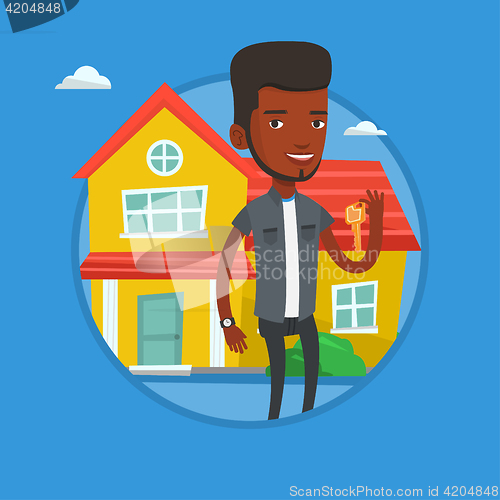 Image of Real estate agent with key vector illustration.