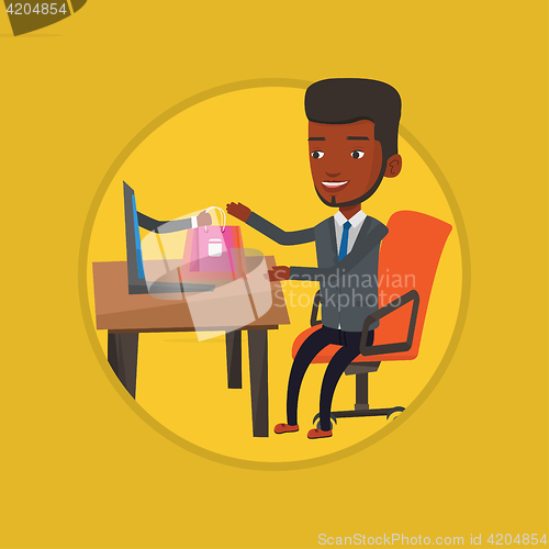 Image of Man shopping online vector illustration.