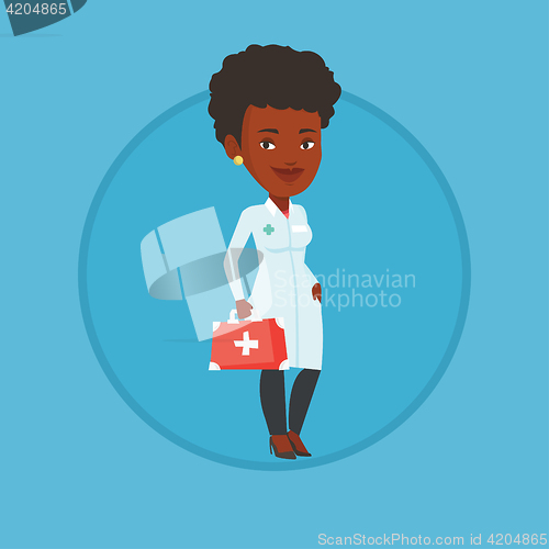 Image of Doctor holding first aid box vector illustration.