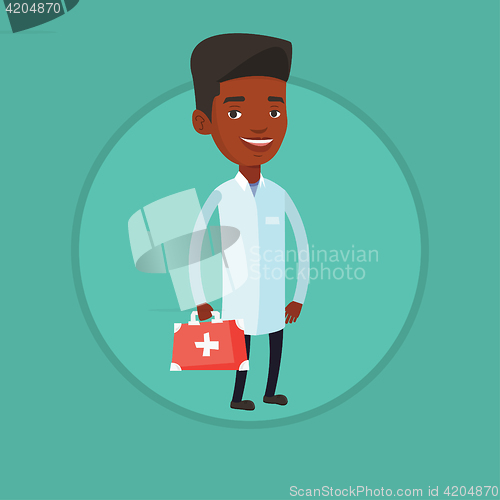Image of Doctor holding first aid box vector illustration.