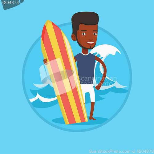 Image of Surfer holding surfboard vector illustration.