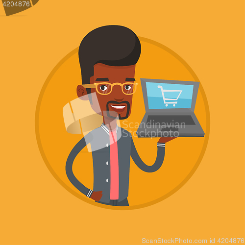 Image of Man shopping online vector illustration.